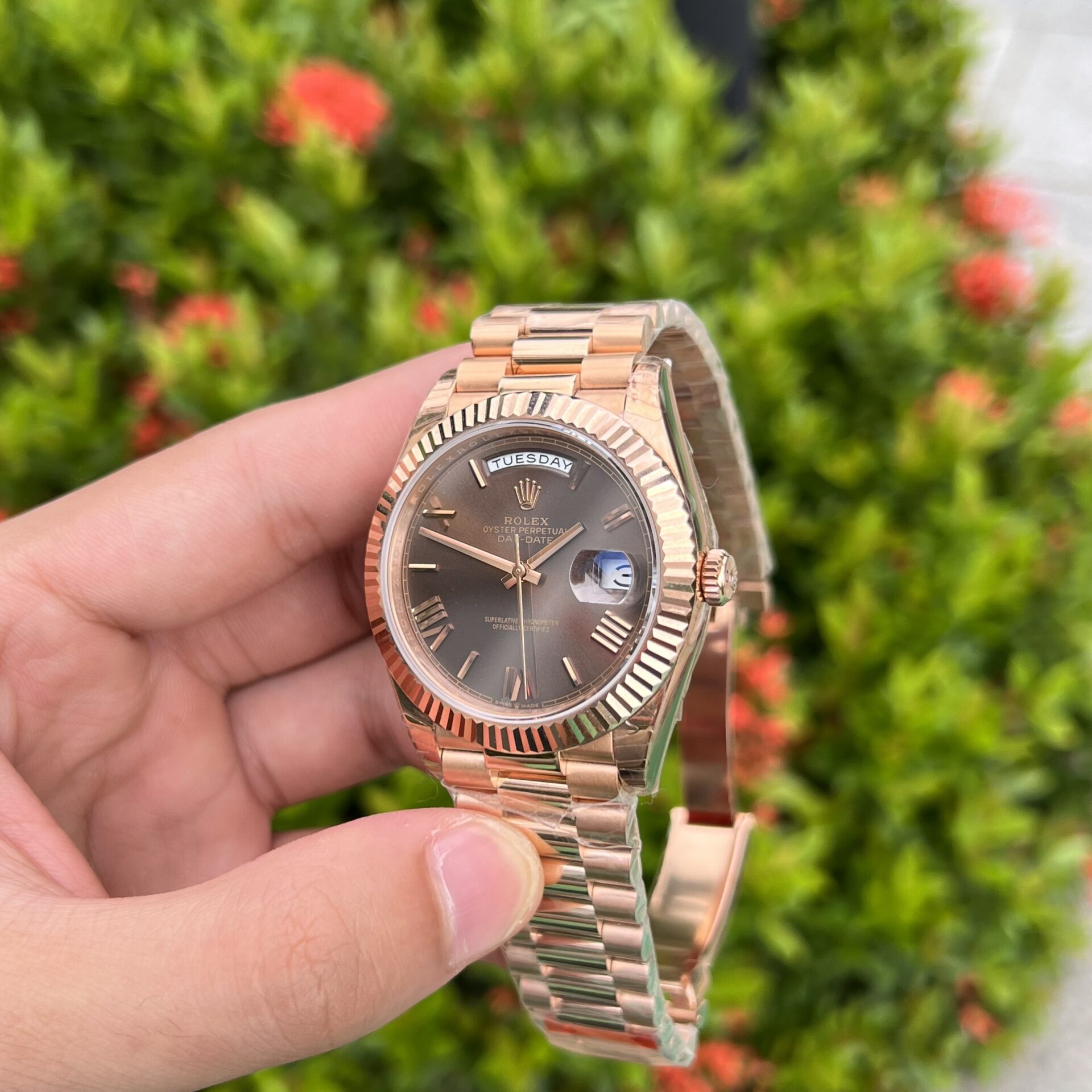 Rolex Day-Date Replica 1:1 Watch Chocolate Dial EW Factory 40mm - Soul Replicas