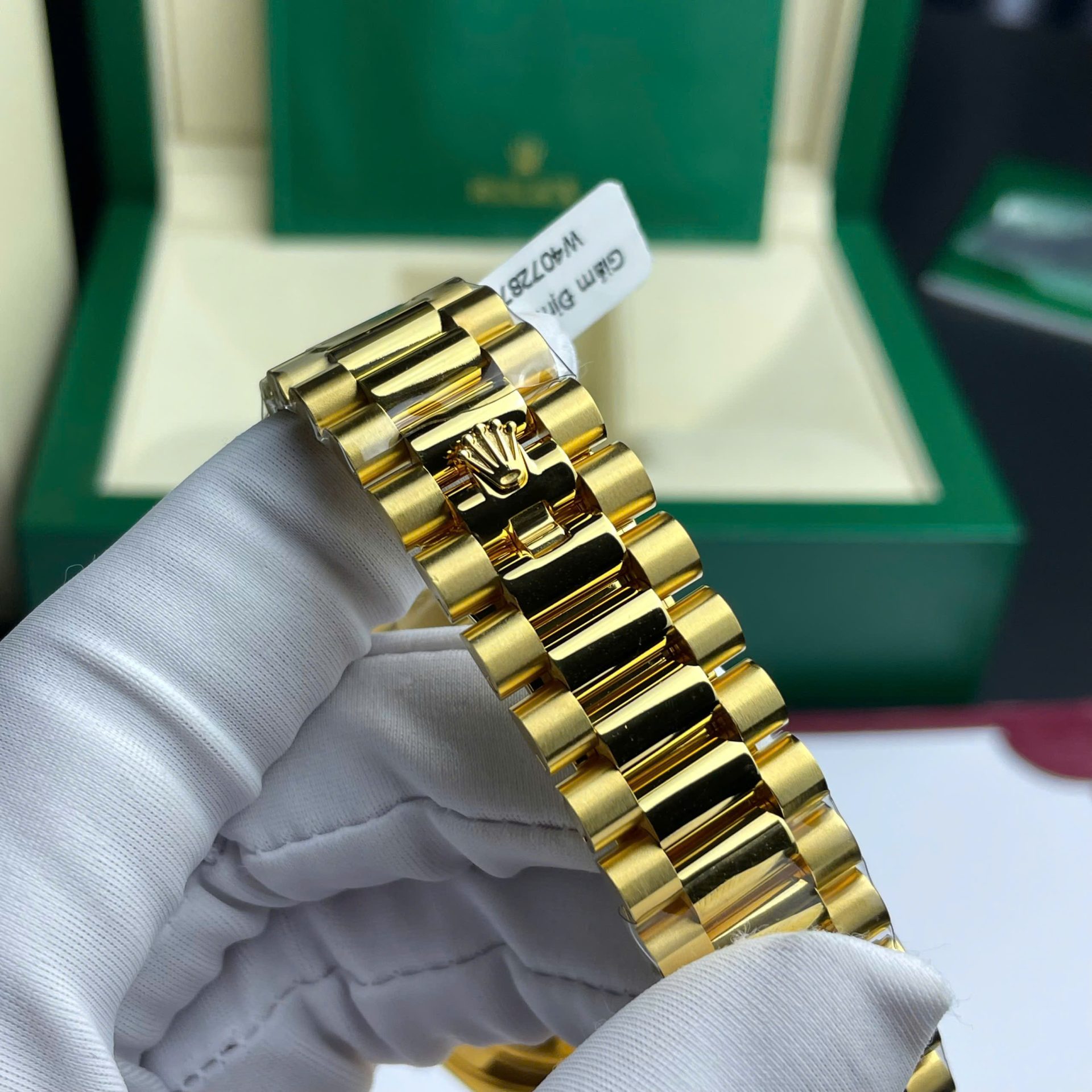 Rolex Day-Date Replica Watch Gold Wrapped + Moissanite Diamonds Weight 173 Gram 40mm - Soul Replicas