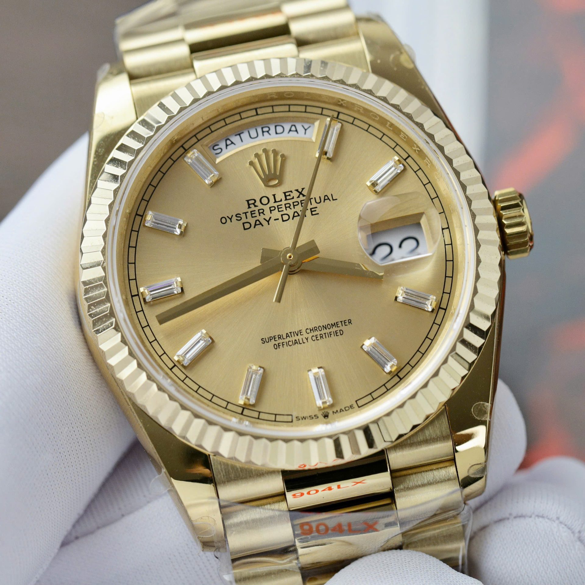 Rolex Day-Date 128238 Replica Watch Yellow Dial Weight 158gram QF Factory 36mm - Soul Replicas