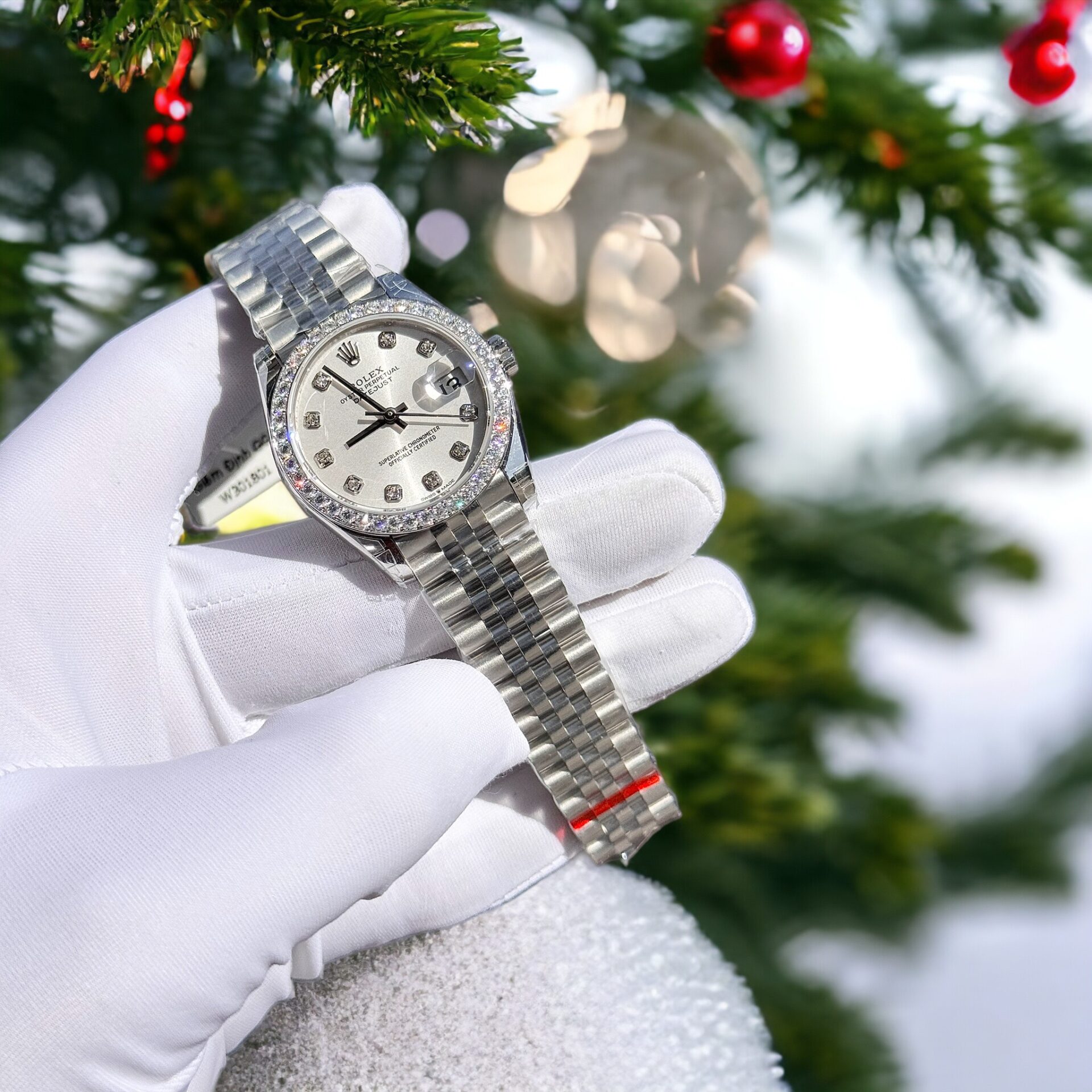 Rolex Fake Watch DateJust White Dial Custom Benzel Moissanite Diamonds 31mm - Soul Replicas