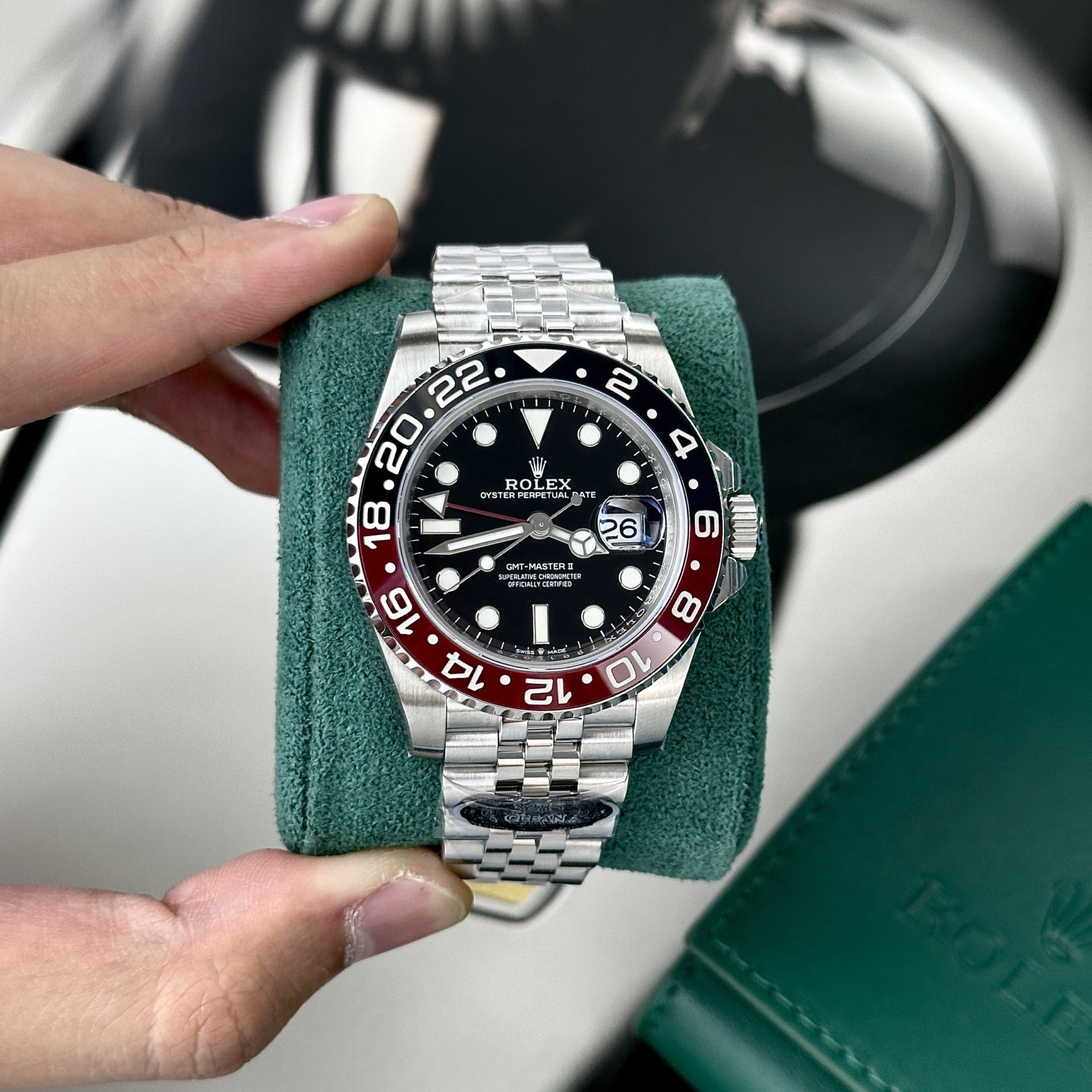 Rolex Replica Watch GMT-Master II Coke Black Dial Strap Jubilee Clean Factory 40mm - Soul Replicas