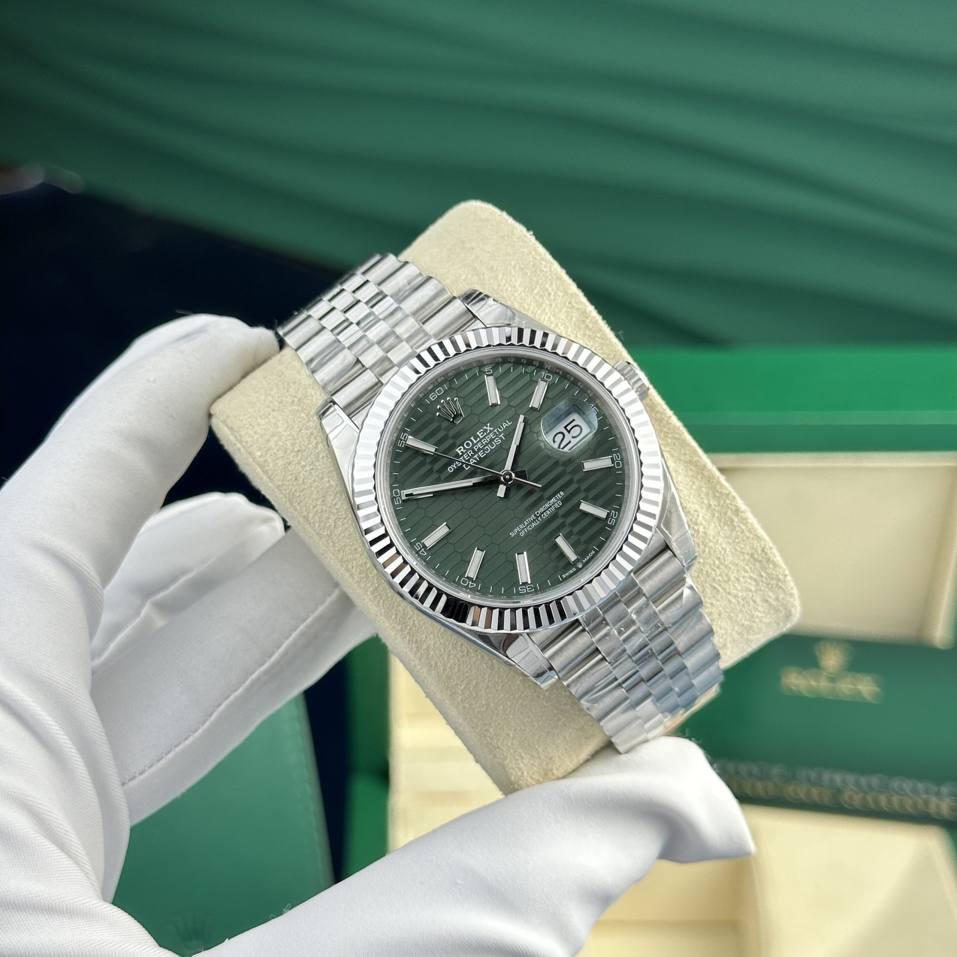 Rolex Replica Watch DateJust 126334 Green Motif Dial VS Factory 41mm - Soul Replicas