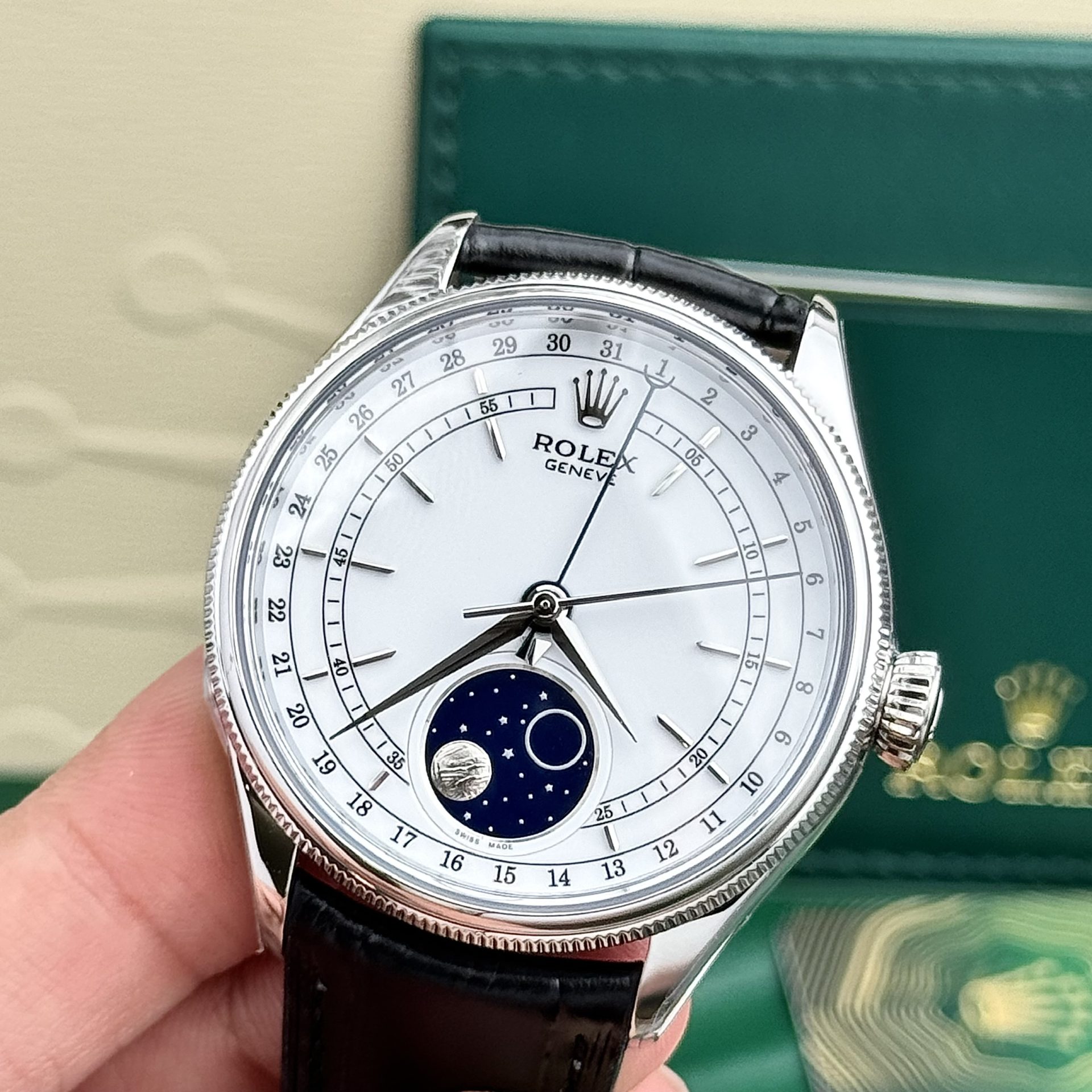 Rolex Replica Watch Cellini Moonphase Dial White 39mm - Soul Replicas