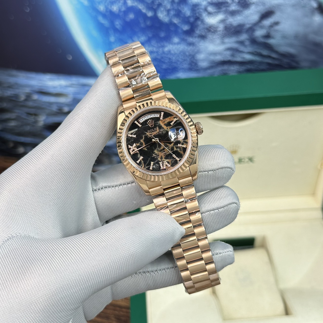 Rolex Fake Watch Day-Date Rose Gold Lava Dial BP Factory 40mm - Soul Replicas