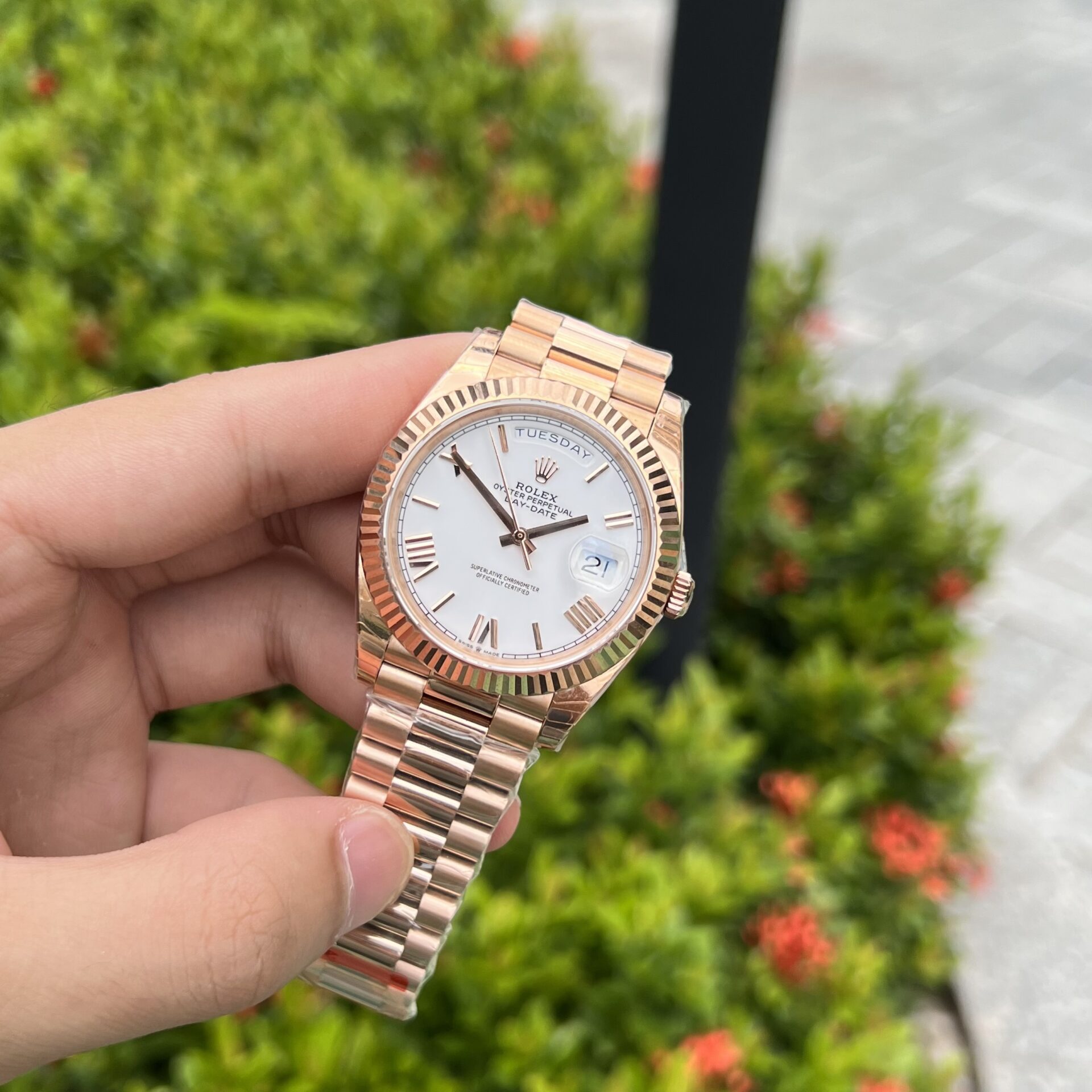 Rolex Day-Date Rose Gold Best Replica Watch White Dial 40mm - Soul Replicas