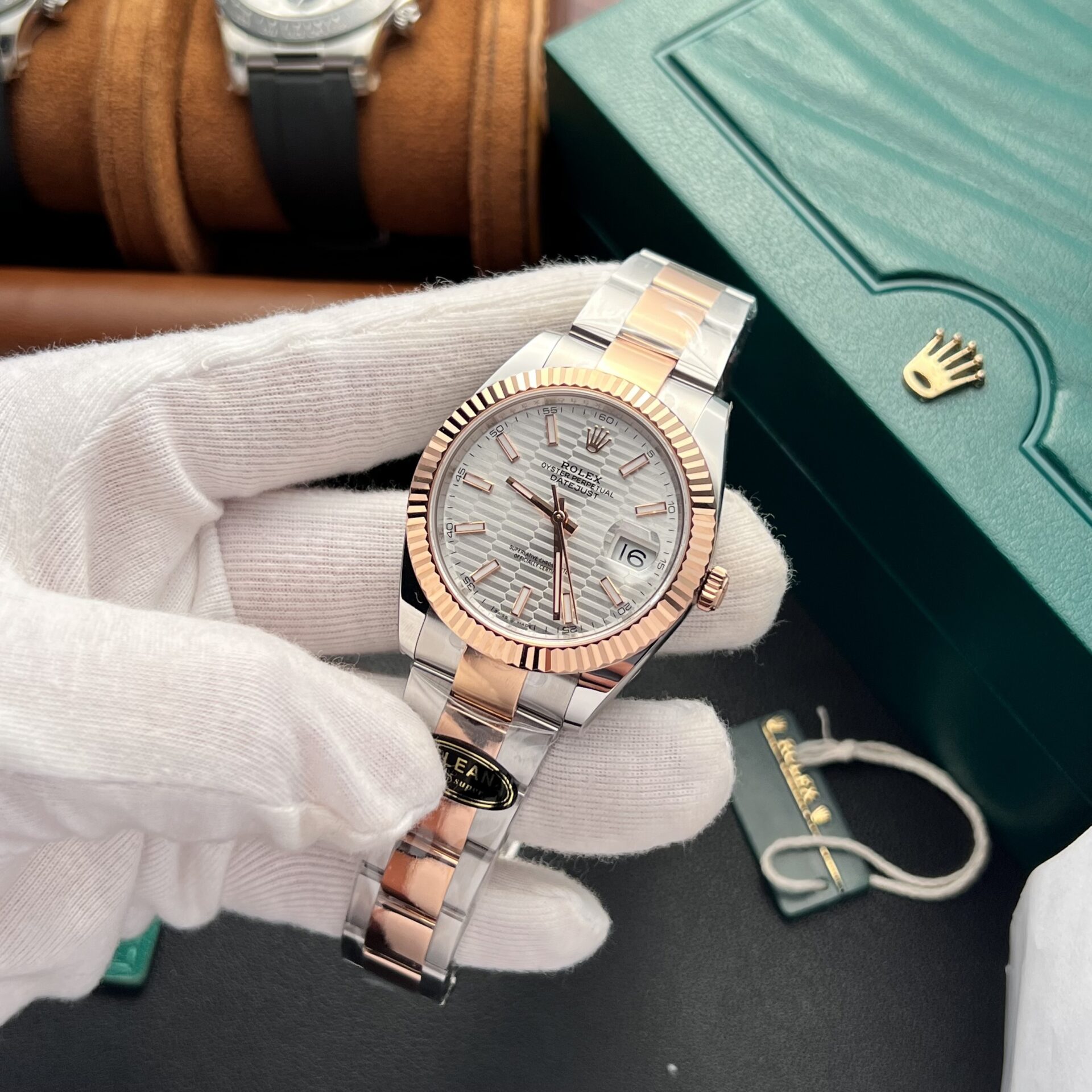 Rolex DateJust Silver Gold Dial Replica 1:1 Watch Demi Clean Factory 41mm - Soul Replicas