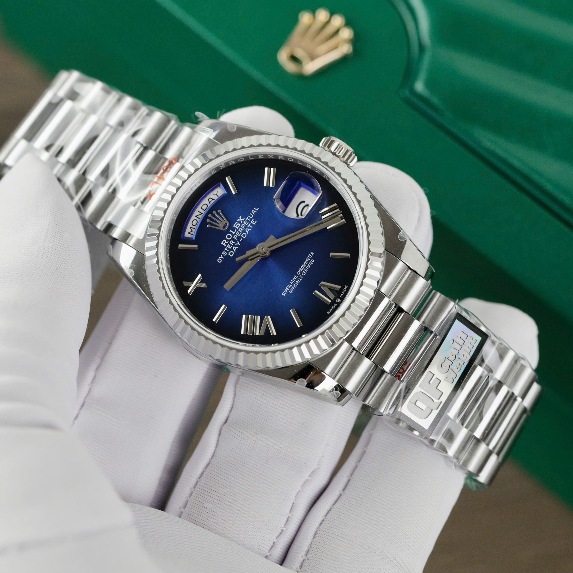 Rolex Day-Date 128236 Best Replica Watch Dial Blue Weight 158gram QF Factory 36mm - Soul Replicas
