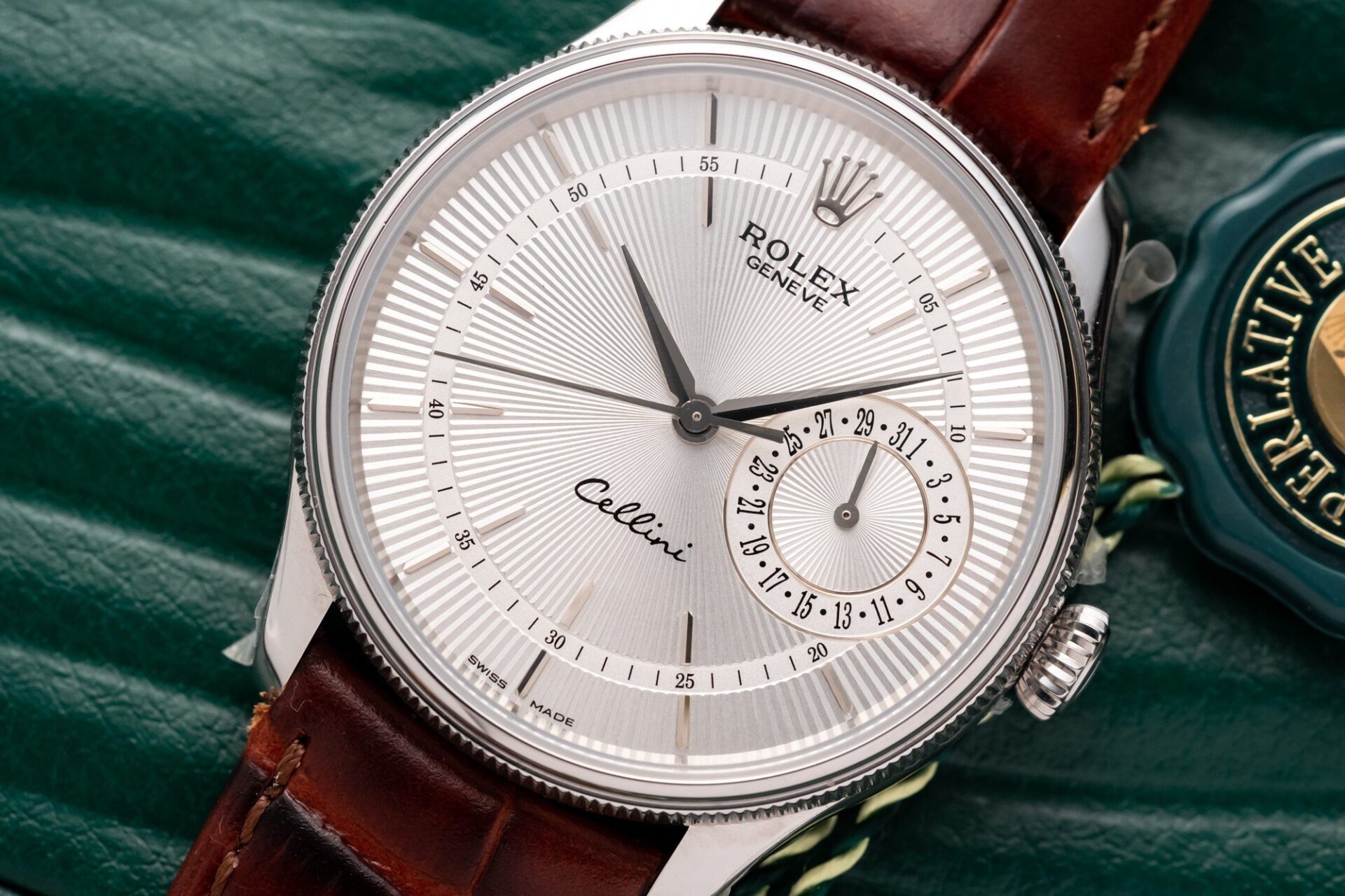 Rolex Replica 1:1 Watch Cellini Date 50519 Brown Leather Strap 39mm - Soul Replicas