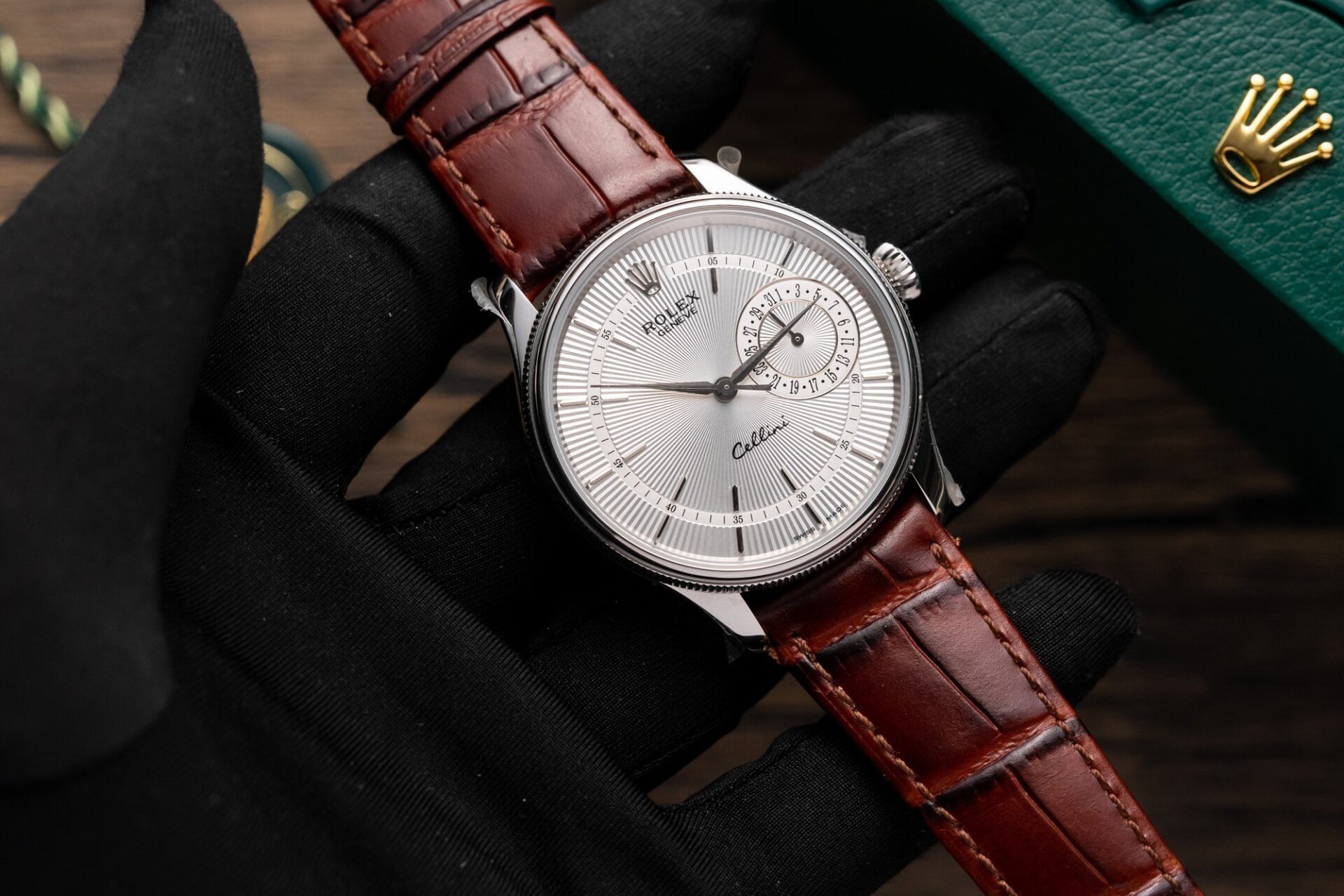 Rolex Replica 1:1 Watch Cellini Date 50519 Brown Leather Strap 39mm - Soul Replicas