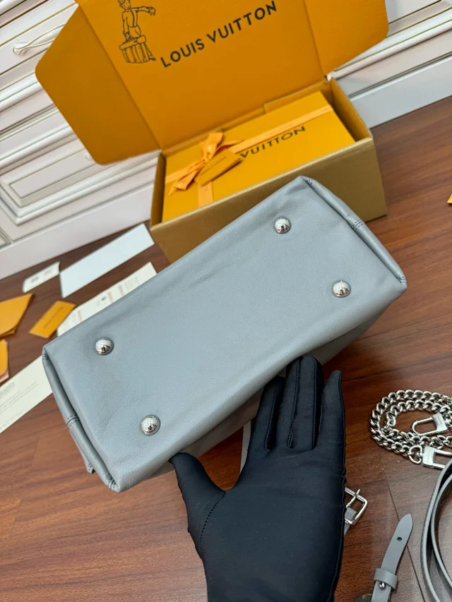 Carryall Cargo Black Knight Lambskin Tote Handbag Shoulder Bag Removable Adjustable Shoulder Strap Locomotive Chain m24861 m46203 - Soul Replicas