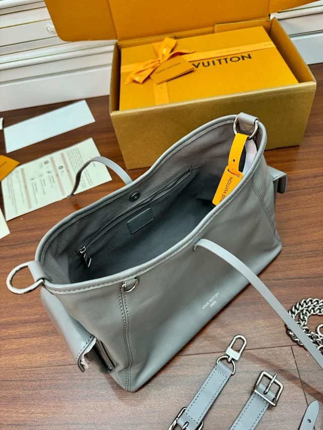 Carryall Cargo Black Knight Lambskin Tote Handbag Shoulder Bag Removable Adjustable Shoulder Strap Locomotive Chain m24861 m46203 - Soul Replicas