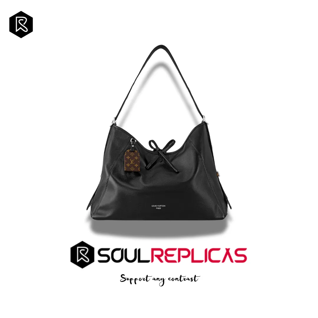 Carryall Cargo Black Knight Lambskin Tote Handbag Shoulder Bag Removable Adjustable Shoulder Strap Locomotive Chain m24861 m46203 - Soul Replicas