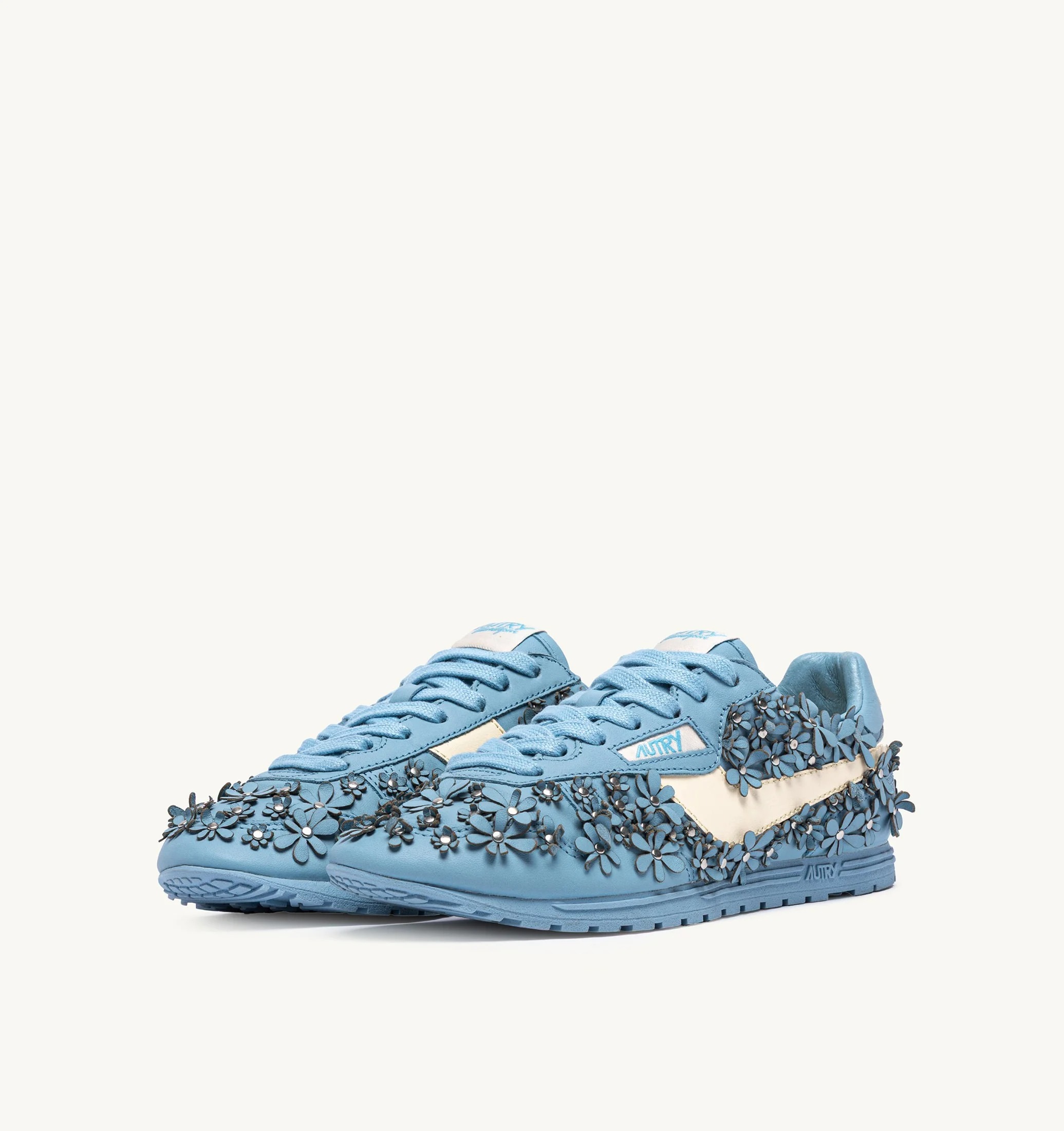WINDSPIN FLOWERS SNEAKERS IN FORGET ME NOT LEATHER