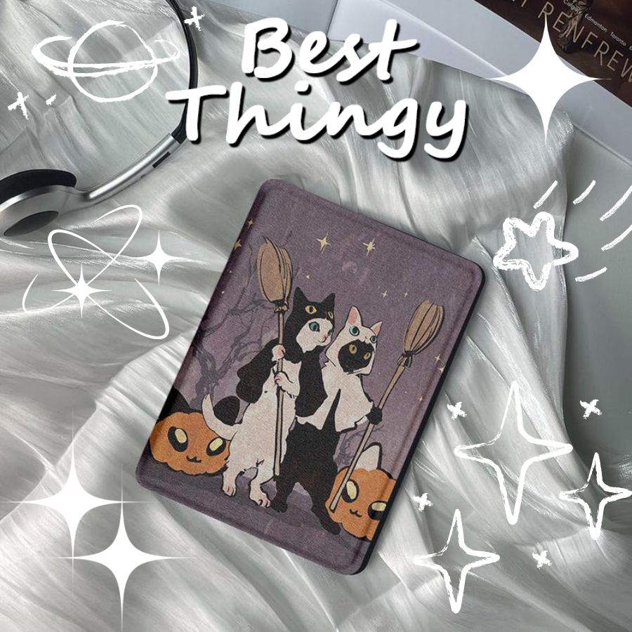 Halloween Cat Kindle Protective Cover with Handle Strap - Compatible with the All-New Kindle 11th Generation (2022 Model), Kindle Paperwhite 11th Generation 6.8 Inches (2021 Model), and Kindle Oasis - Soft Shell, Perfect Gift Choice
