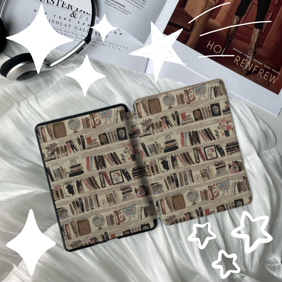 Custom Bookshelf Sketch Kindle Cover with Handle Strap - Compatible with All-New Kindle Paperwhite 11th Generation (2022), 6.8