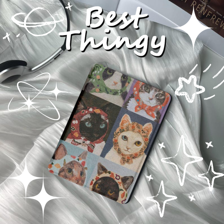 Adorable Cats with Scarves Kindle Cover with Handle Strap - Compatible with Kindle Paperwhite 11th Generation & All Models - Personalized Gift Idea Just for Him