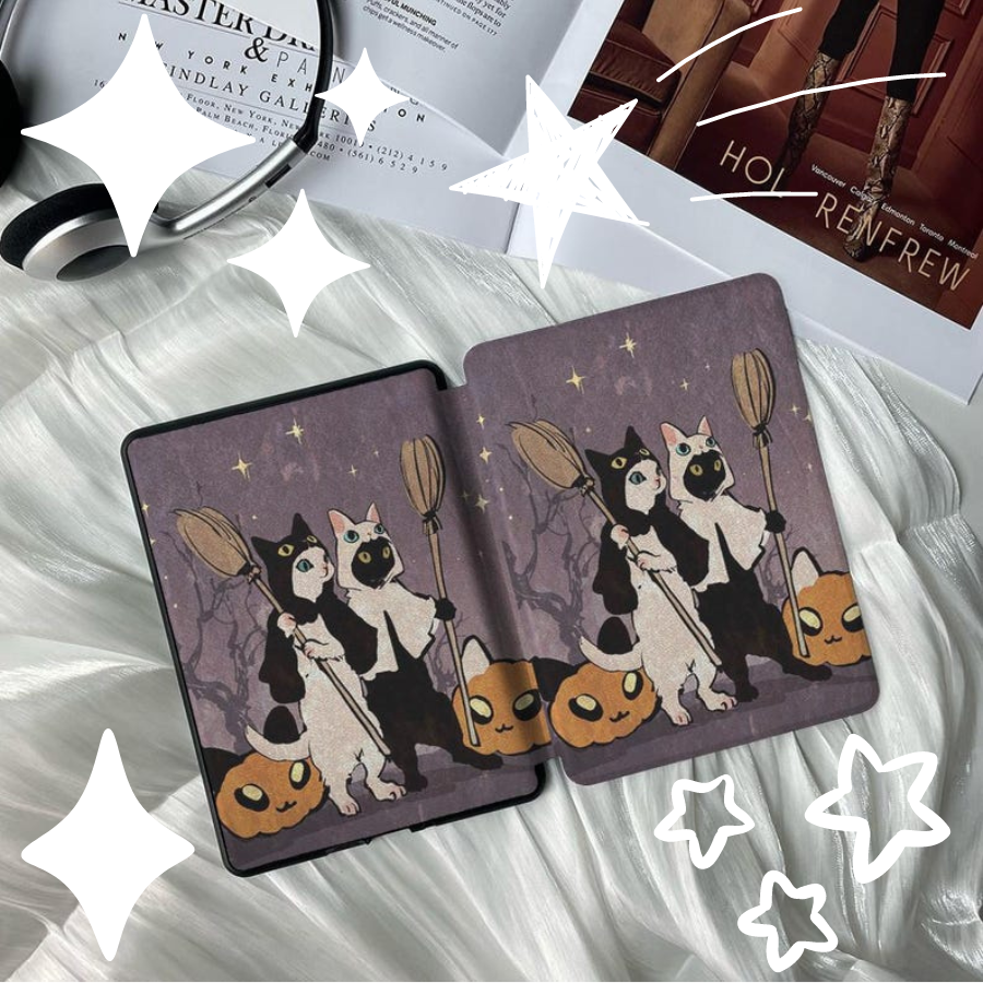 Halloween Cat Kindle Protective Cover with Handle Strap - Compatible with the All-New Kindle 11th Generation (2022 Model), Kindle Paperwhite 11th Generation 6.8 Inches (2021 Model), and Kindle Oasis - Soft Shell, Perfect Gift Choice