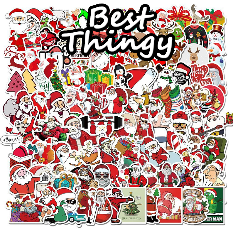 Festive Luggage & Fridge Magnets Set: 100-Piece Collection featuring Santa Claus, Reindeer, and Graffiti Style Stickers for Christmas Decorations