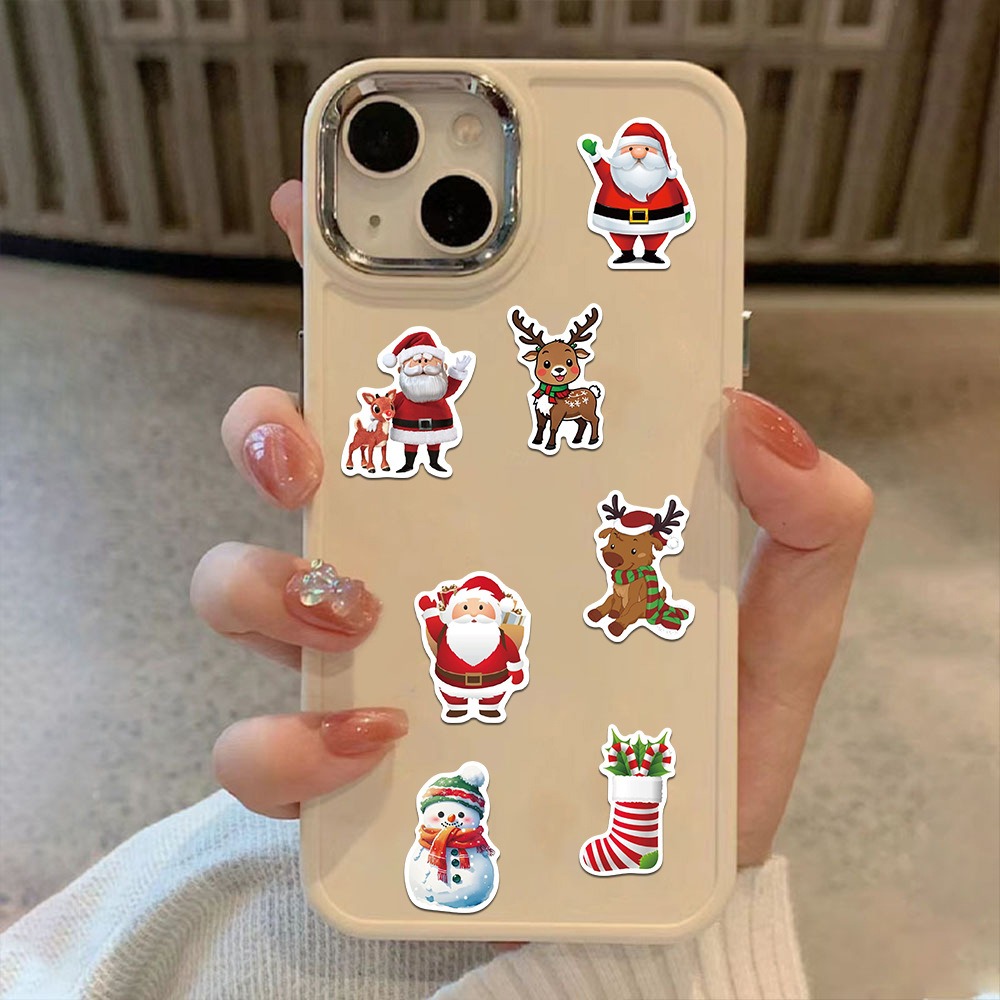 100 Pieces of Christmas Decorative Stickers - Cartoon Santa Claus, Snowman, and Party Decoration Props for Festive Setups