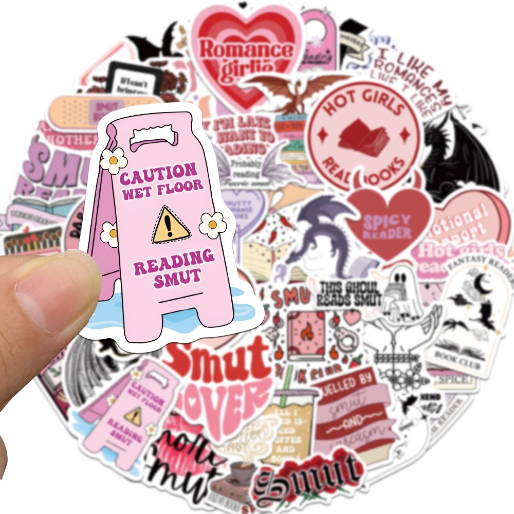 52-Piece New Bookish Nerdy Reading Stickers - Waterproof Decorations for Skateboards, Mobile Phones, Water Bottles, and Fridges