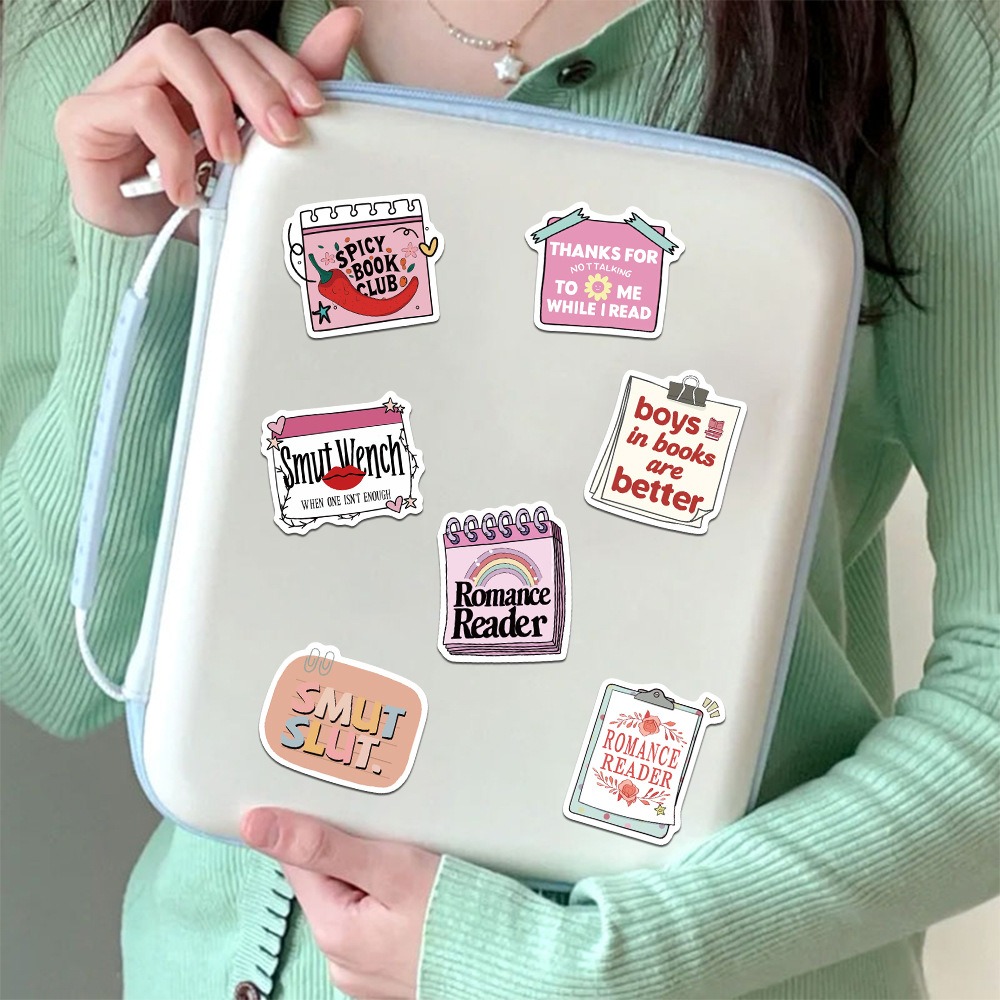 50-Piece Popular Bookish Nerdy Label Stickers - DIY Decorations for Suitcases, Phone Cases, Water Bottles, and Waterproof Stickers