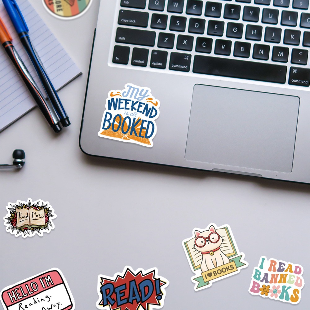 100-Piece Reading & Book-Themed Handmade Sticker Set - Cartoon Decorations for Stationery, Suitcases, and Notebooks