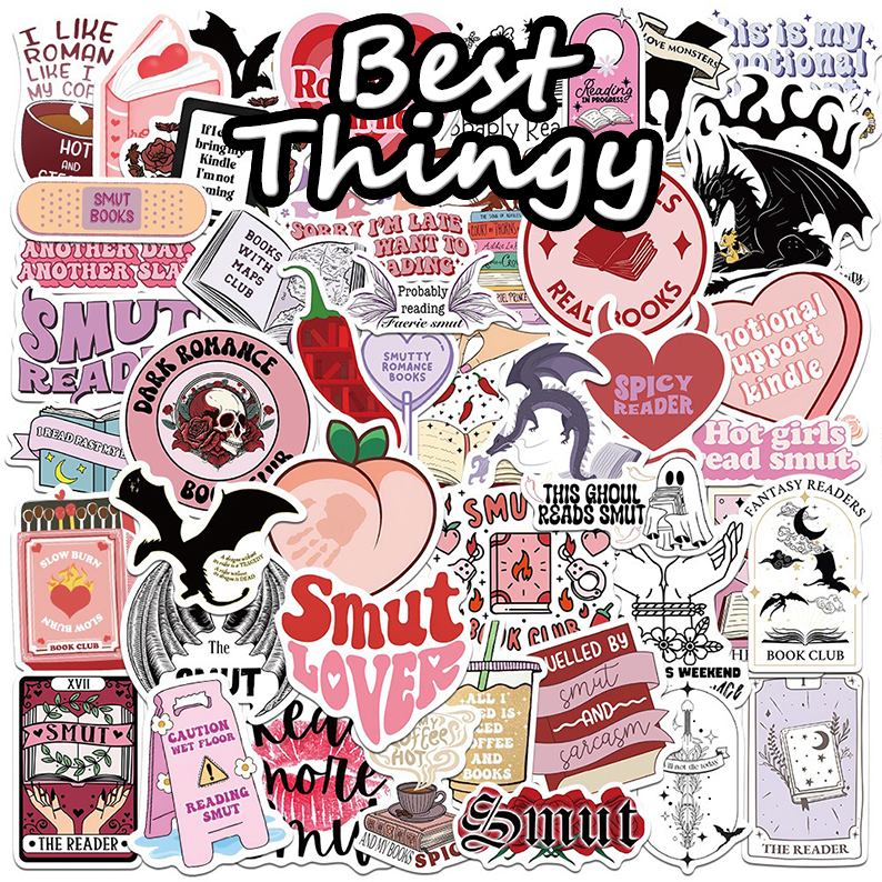 52-Piece New Bookish Nerdy Reading Stickers - Waterproof Decorations for Skateboards, Mobile Phones, Water Bottles, and Fridges