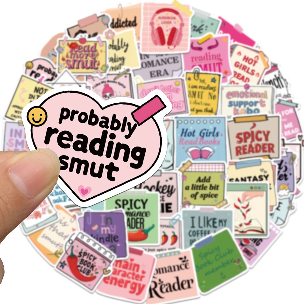 50-Piece Popular Bookish Nerdy Label Stickers - DIY Decorations for Suitcases, Phone Cases, Water Bottles, and Waterproof Stickers