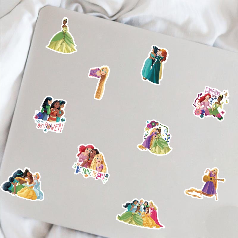 52-Piece Set of 2 Cartoon Princess Graffiti Stickers - DIY Decorations for Suitcases, Mobile Phones, Water Bottles, Scooters, and Waterproof Children's Stickers