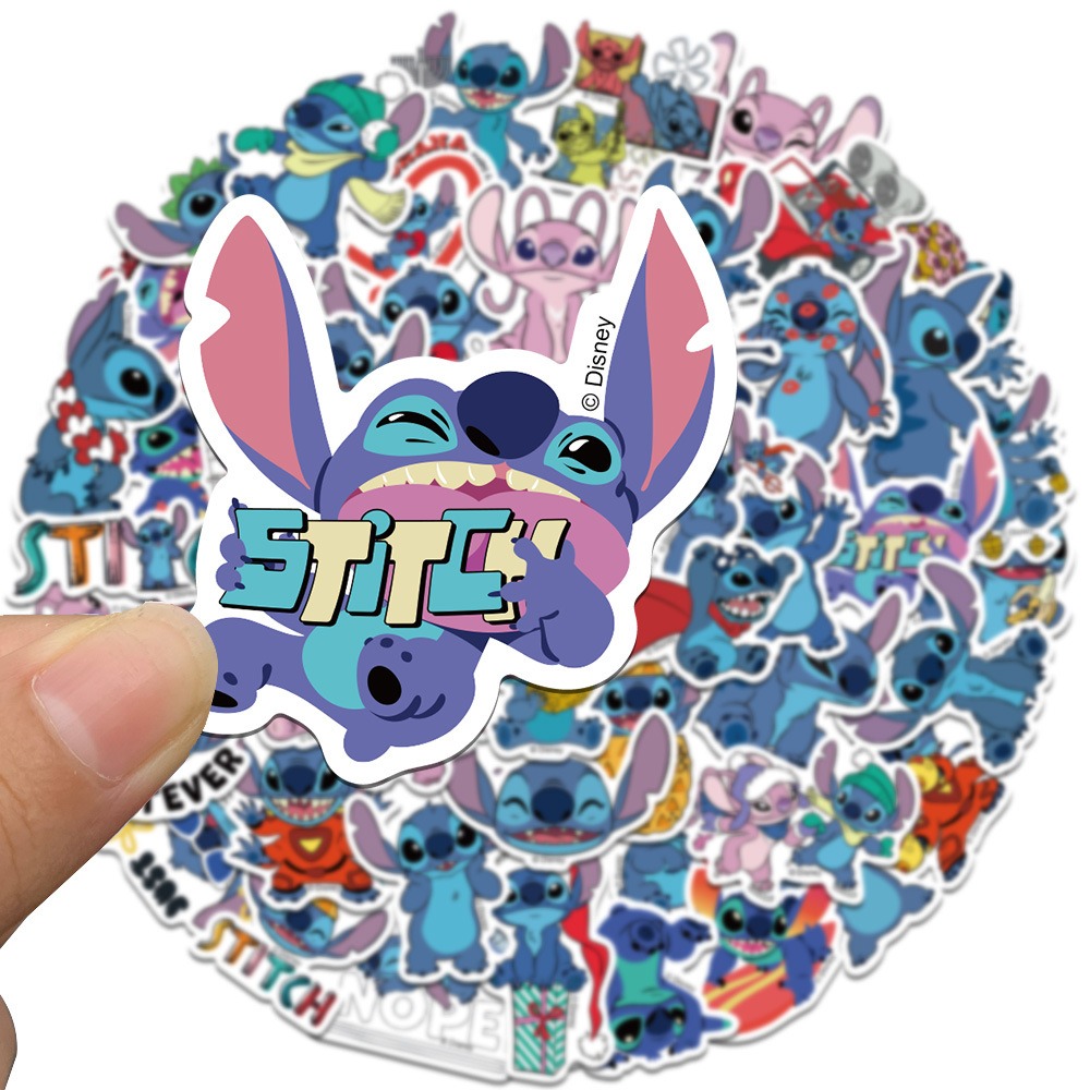 50-Piece Cartoon Stitch (Lilo & Stitch) Stickers - DIY Decorations for Suitcases, Mobile Phones, Notebooks, and Guitars