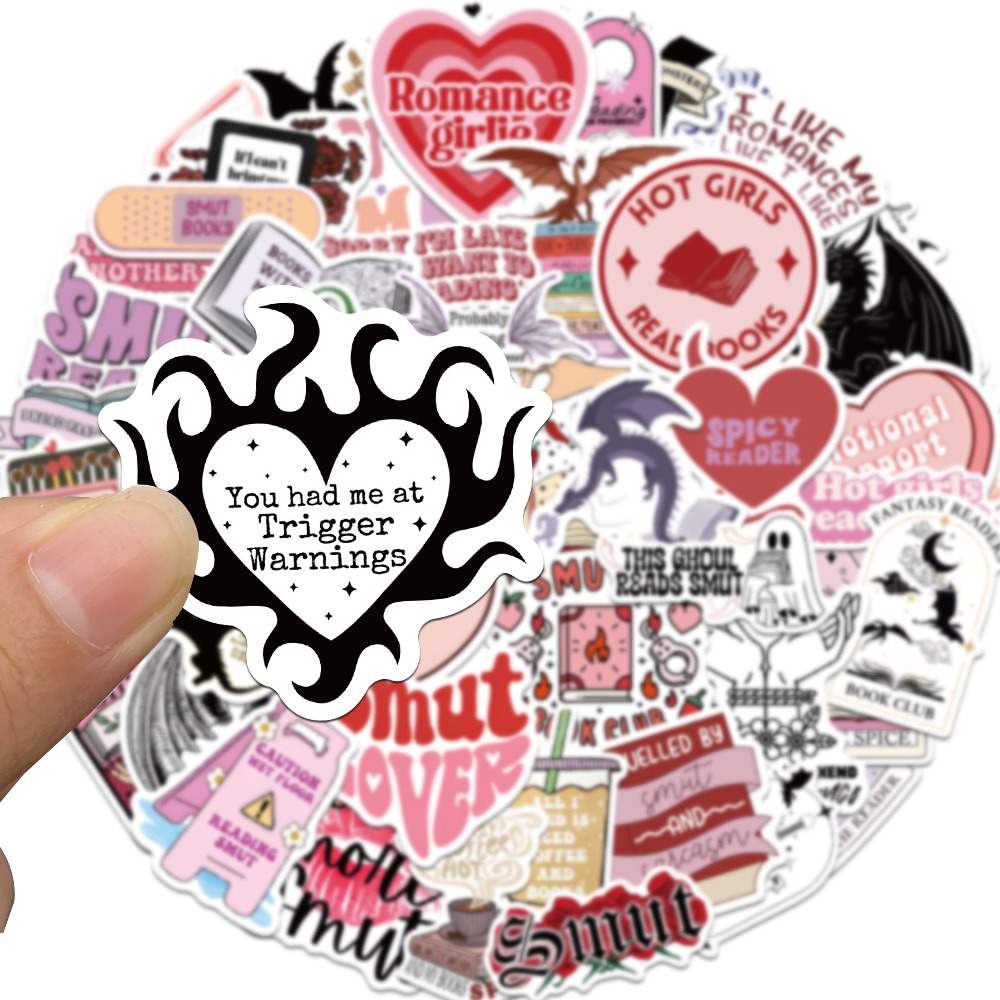 52-Piece New Bookish Nerdy Reading Stickers - Waterproof Decorations for Skateboards, Mobile Phones, Water Bottles, and Fridges