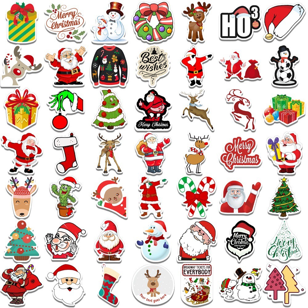 Festive Luggage & Fridge Magnets Set: 100-Piece Collection featuring Santa Claus, Reindeer, and Graffiti Style Stickers for Christmas Decorations