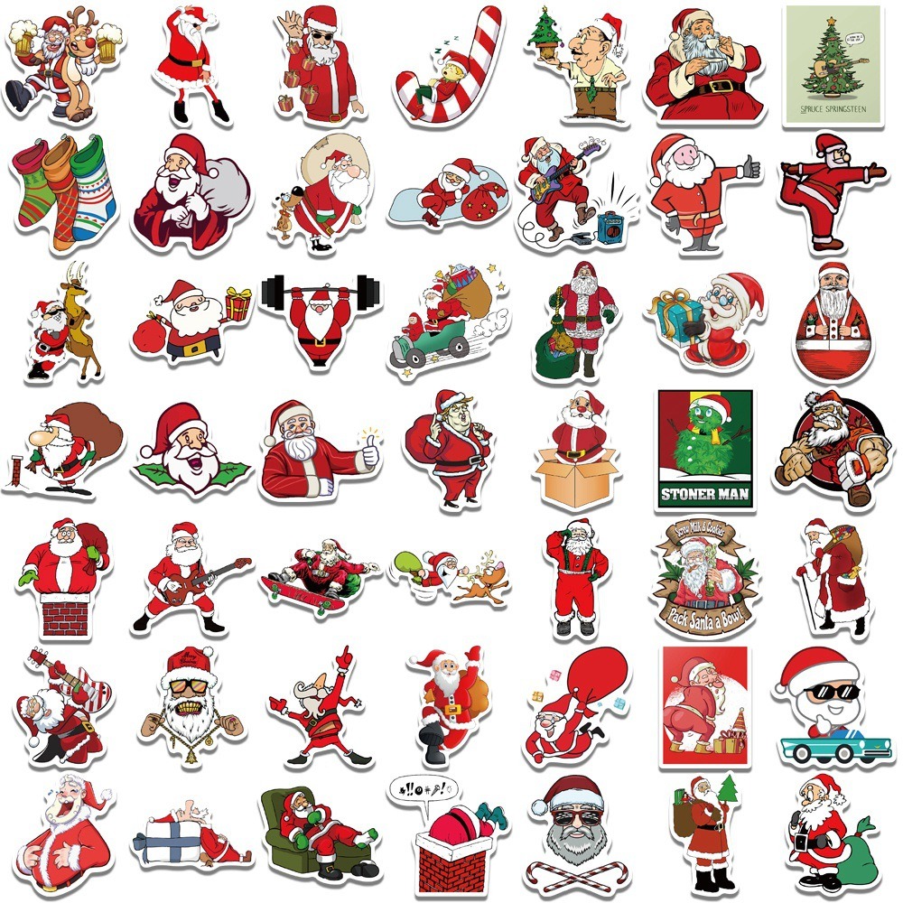 Festive Luggage & Fridge Magnets Set: 100-Piece Collection featuring Santa Claus, Reindeer, and Graffiti Style Stickers for Christmas Decorations