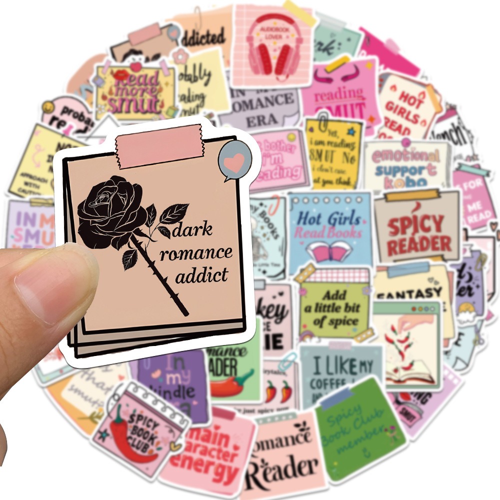 50-Piece Popular Bookish Nerdy Label Stickers - DIY Decorations for Suitcases, Phone Cases, Water Bottles, and Waterproof Stickers