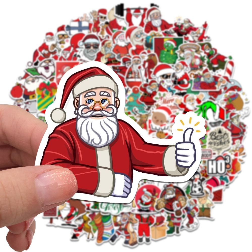 Festive Luggage & Fridge Magnets Set: 100-Piece Collection featuring Santa Claus, Reindeer, and Graffiti Style Stickers for Christmas Decorations