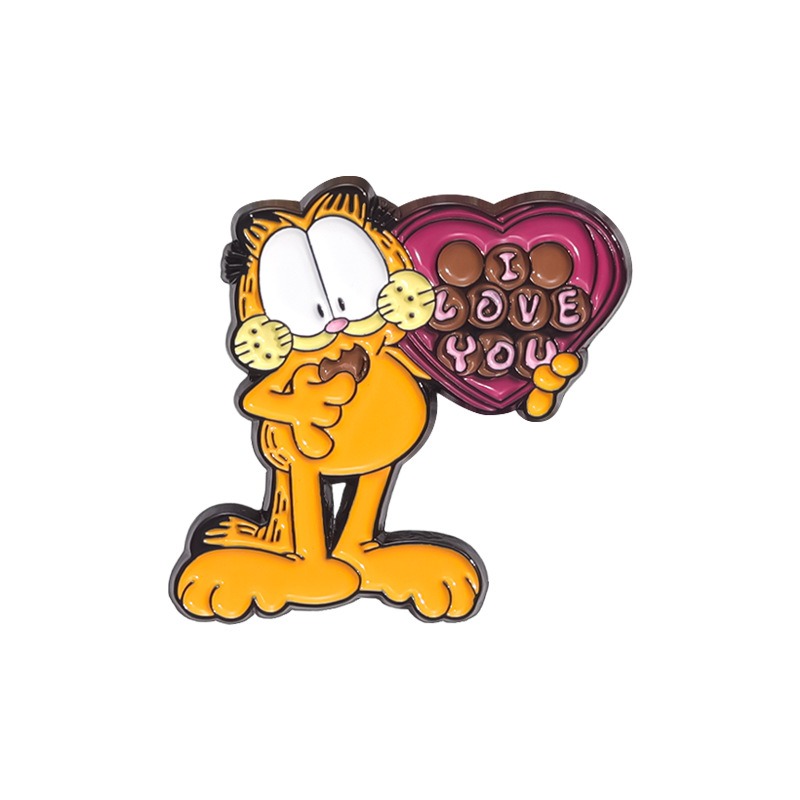 Adorable Collection of Orange Tabby & Garfield Animal-Inspired Movie & Comic Metal Brooch, Elegant Badge Lapel Pin, Unique Gift Boutonniere