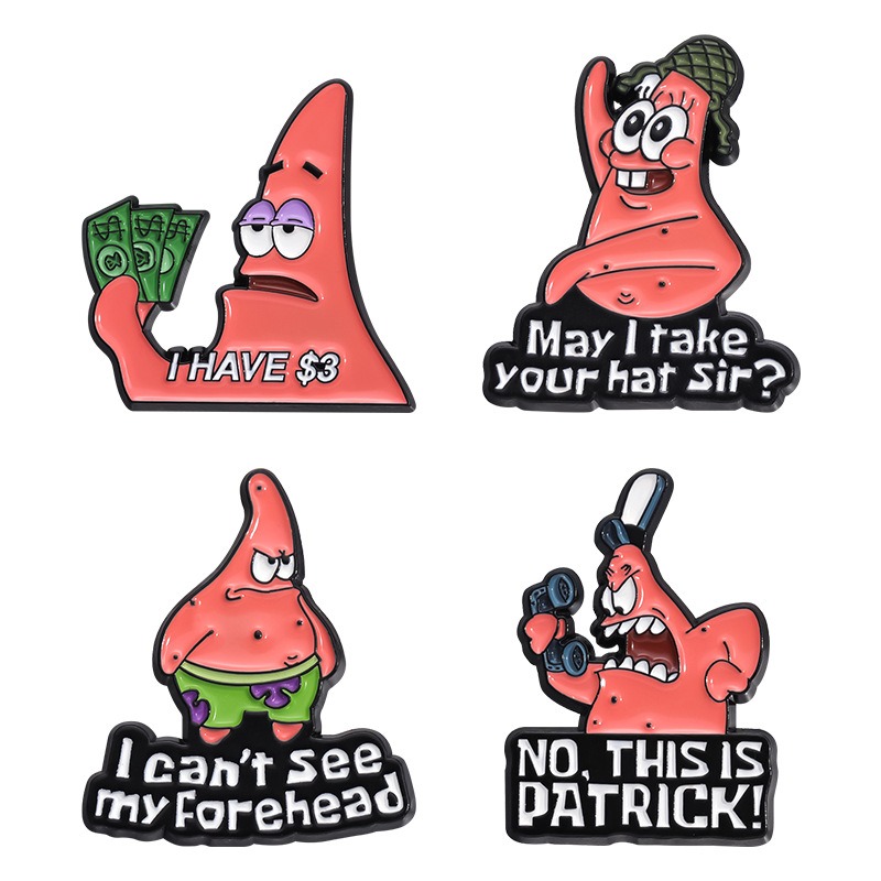 Cartoon Cutie Brooch! SpongeBob's Clumsy Patrick Star Adorable Pink Star Souvenir Badge, Funny Merchandise, Stylish Accessory