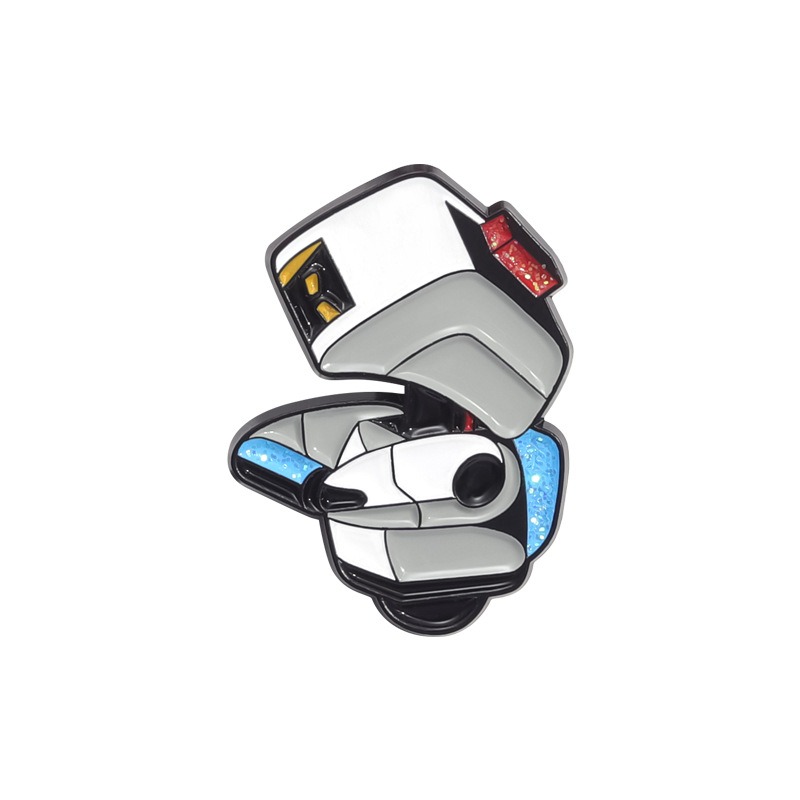 Cute White Robot Metal Brooch, Anime Merchandise Versatile Accessory, Post-Apocalyptic Style Lapel Pin, Enhance Your Fashion Look