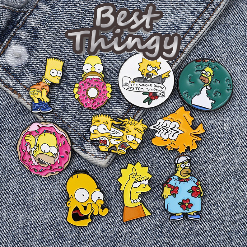 Trendy Hit! The Simpsons Cartoon Character Alloy Brooch, Quirky Oil-Dripped Craftsmanship, Unique Pin Design Showcases Personality Flair