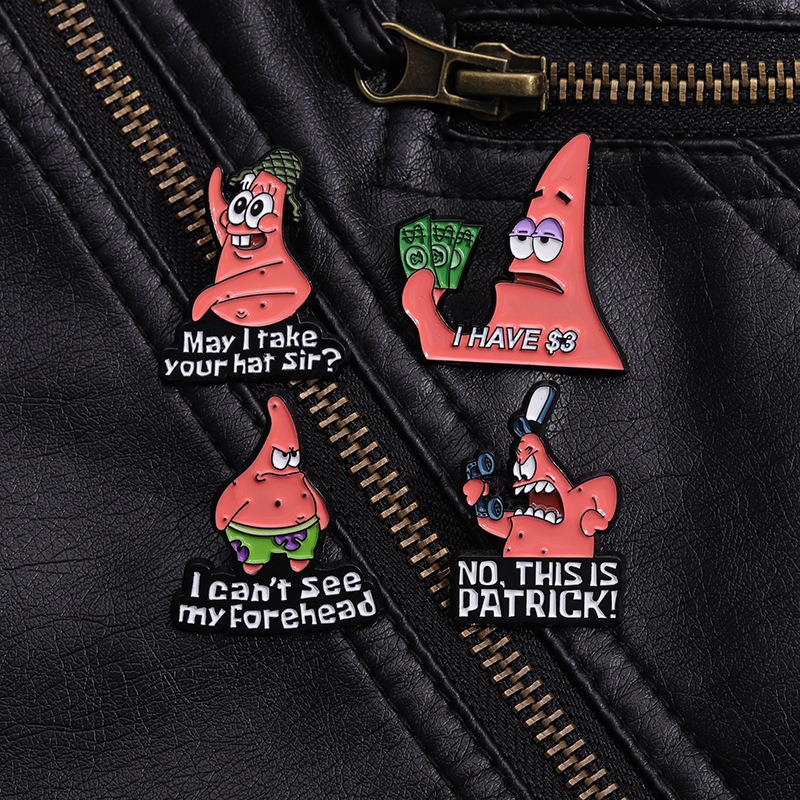 Cartoon Cutie Brooch! SpongeBob's Clumsy Patrick Star Adorable Pink Star Souvenir Badge, Funny Merchandise, Stylish Accessory