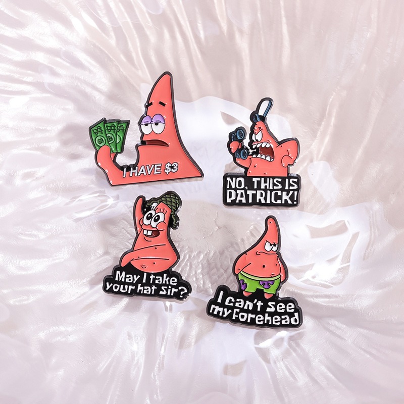 Cartoon Cutie Brooch! SpongeBob's Clumsy Patrick Star Adorable Pink Star Souvenir Badge, Funny Merchandise, Stylish Accessory