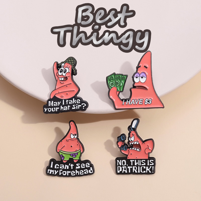 Cartoon Cutie Brooch! SpongeBob's Clumsy Patrick Star Adorable Pink Star Souvenir Badge, Funny Merchandise, Stylish Accessory