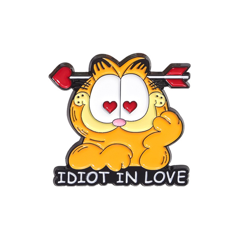 Adorable Collection of Orange Tabby & Garfield Animal-Inspired Movie & Comic Metal Brooch, Elegant Badge Lapel Pin, Unique Gift Boutonniere