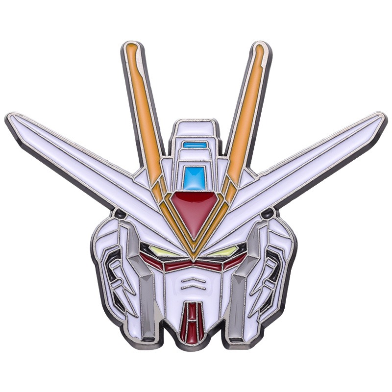 Anime Fans' Treasure! Metallic Lacquered Mech Warrior Brooch, 2D Fashion Badge, Versatile Anti-Plunge Medal, Stylishly Cool!