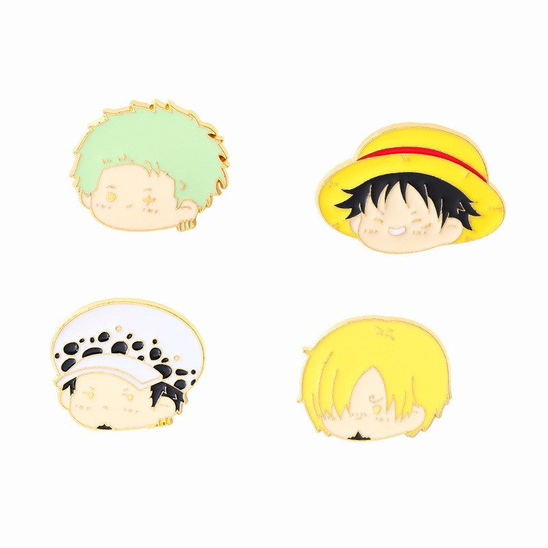 Official One Piece Merchandise! Cool Metal Badges of Luffy & Zoro, Chic Pins Matching Sanji & Law, Versatile 2D Accessories for Everyday Style