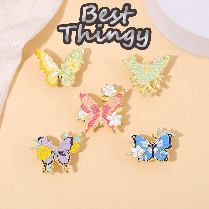 Hot-selling Hit! Creative Blossom Blended with Glittering Butterfly, Metallic Badge in Fashionable Interpretation, Versatile Accessory Highlighting Unique Charm!