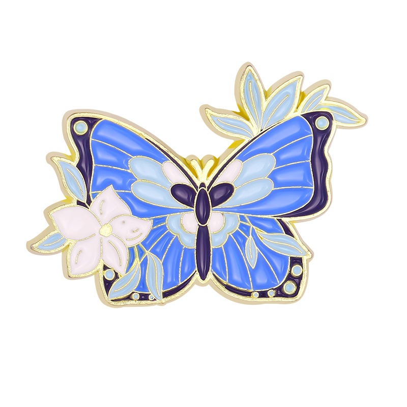 Hot-selling Hit! Creative Blossom Blended with Glittering Butterfly, Metallic Badge in Fashionable Interpretation, Versatile Accessory Highlighting Unique Charm!