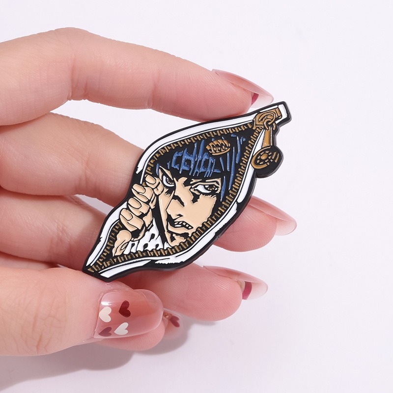 Embrace the JOJO Anime Craze! Personalized Adventure Badge Meets Innovative Zipper Cartoon Character, Irregular Scarf Pin Ignites a New Fashion Trend!