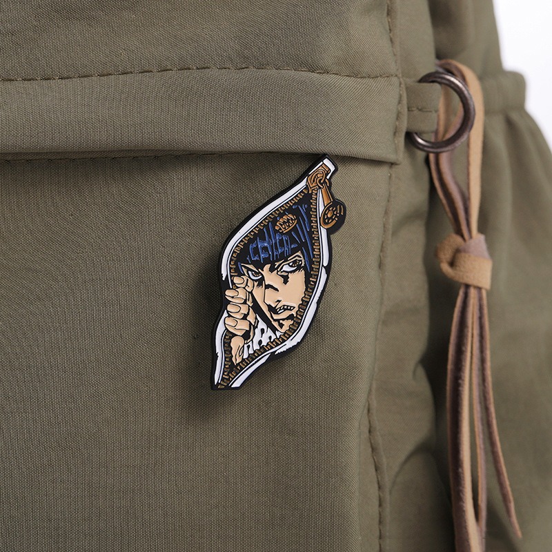 Embrace the JOJO Anime Craze! Personalized Adventure Badge Meets Innovative Zipper Cartoon Character, Irregular Scarf Pin Ignites a New Fashion Trend!
