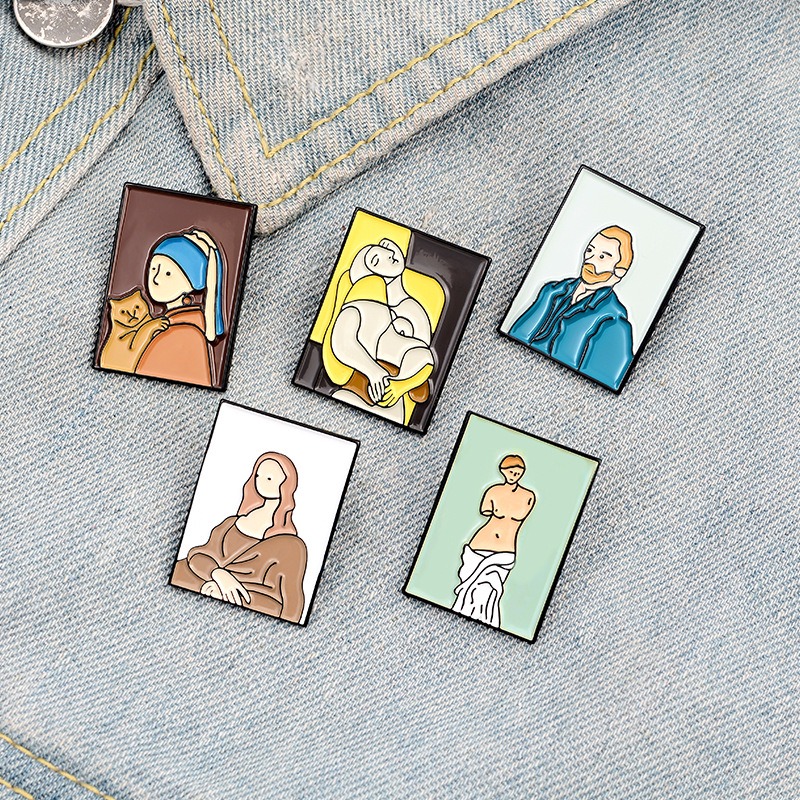 Artistic Treasures in Enamel Brooches - Capturing Picasso's Strokes, Van Gogh's Dreams, Mona Lisa's Smile, and Venus's Beauty in a Single Pin